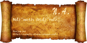 Németh Aténé névjegykártya